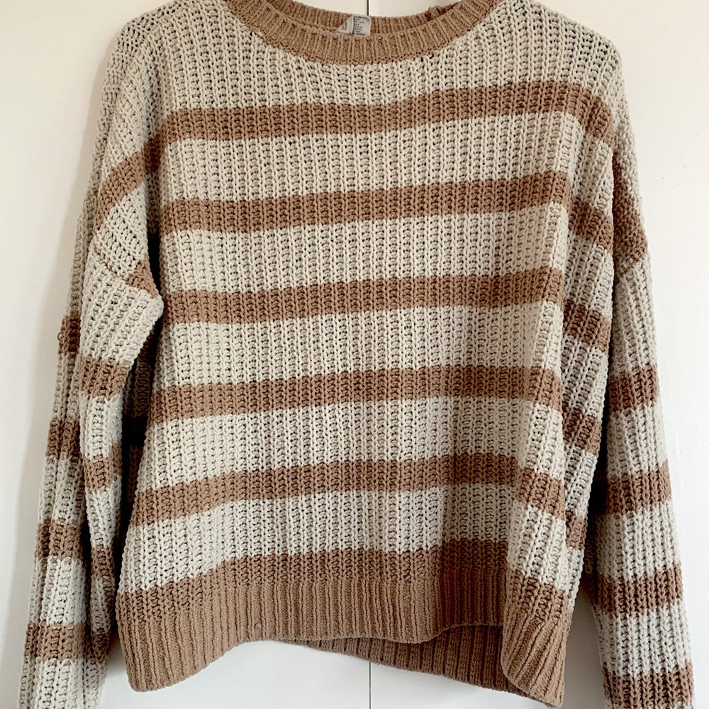 Tan & Cream Striped Sweater